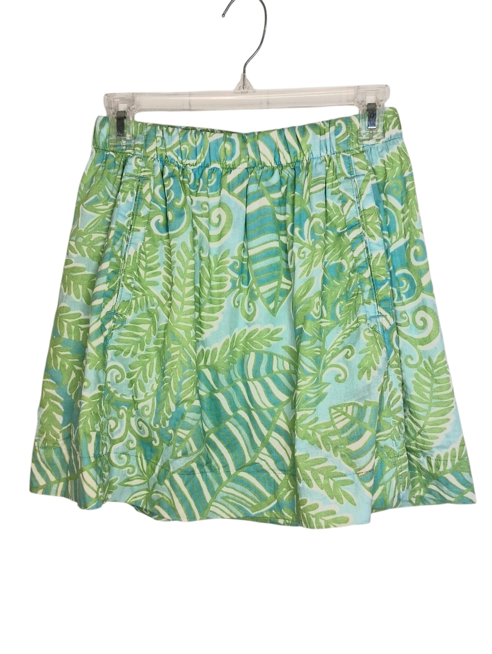 Lilly Pulitzer Cissy Pull-on Cotton Mini Skirt Sz Small Tropical Blue Green